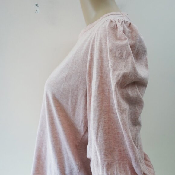 7 FOR ALL MANKIND Puff Sleeve Shirt - Heathered Pink- S EUC - Picture 3 of 8